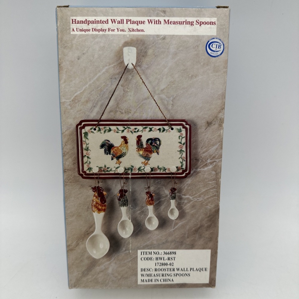 Debco Ceramic Wall Hanging Roster Decor Measuring Spoons CottageCore Handpainted